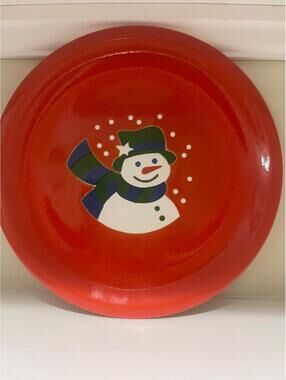 Waechtersbach Dinner Plate Christmas Holiday Snowman Face Red Germany